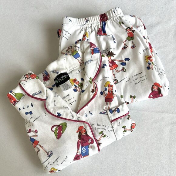 ROCKETWEAR Pajamas 2 Pc Brushed Cotton Exercise Gals Print Women’s Jr Size M - Picture 6 of 12
